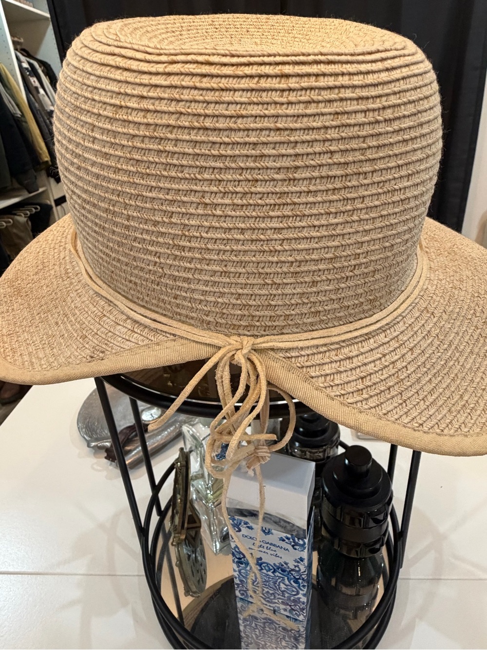 Sol Sana Natural Beige Woven Sun Hat with Tie